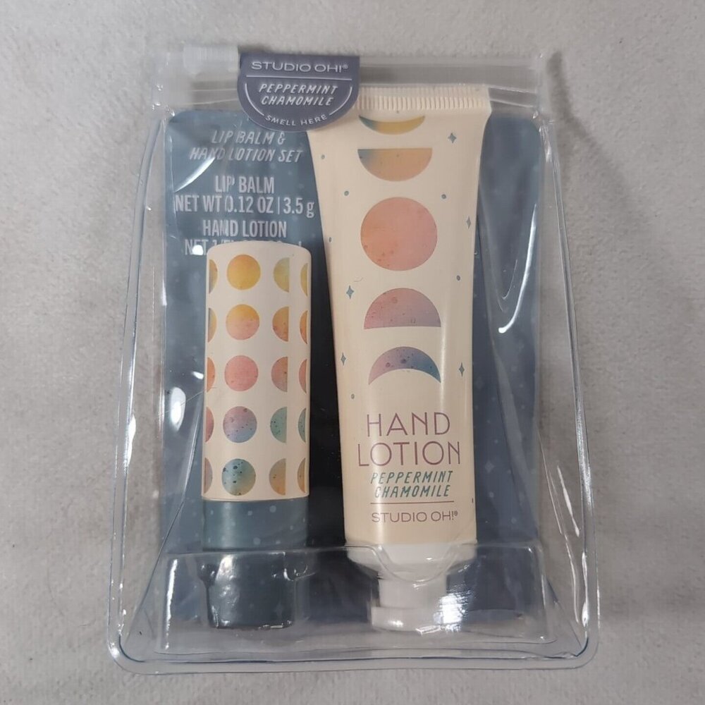 Studio Oh! Peppermint Chamomile Lip Balm & Hand Lotion Set NEW NWT Moon Phases